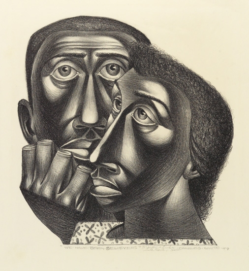 Appraisal: CHARLES WHITE - We Have Been Believers Lithograph on cream