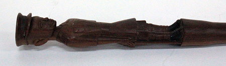 Appraisal: AN EARLY TH CENTURY HARDWOOD WALKING STICK the top carved