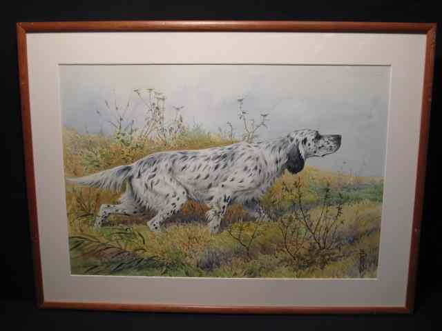 Appraisal: Boris Riab watercolor painting depicting an English Setter Signed in