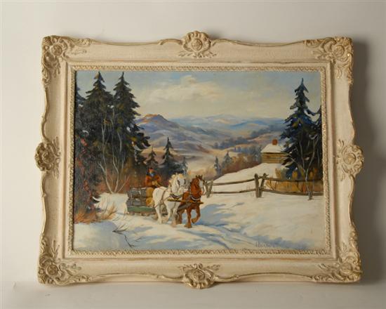 Appraisal: J Bernard th C A Logging Sledge in Winter an