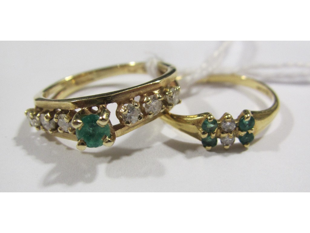 Appraisal: Lot comprising an ct gold emerald and diamond six stone