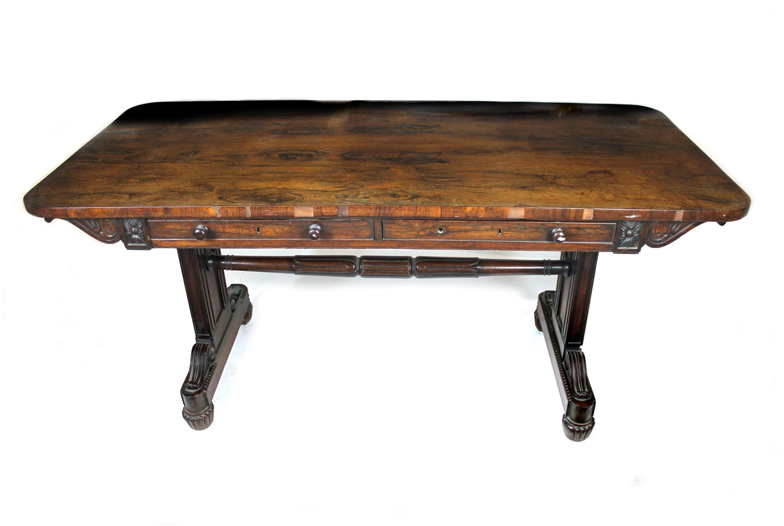 Appraisal: A William IV rosewood centre table the rounded rectangular top