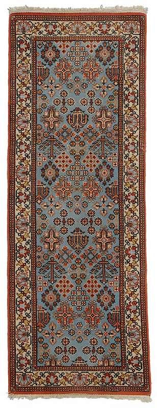 Appraisal: Indo Persian Runner light blue field geometric and floral designs