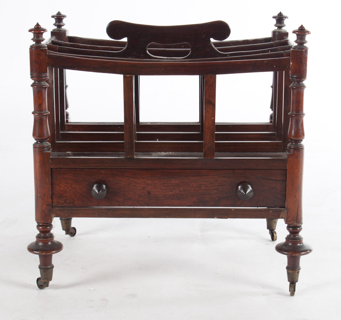 Appraisal: Edwardian rosewood canterbury early th century four slots and single