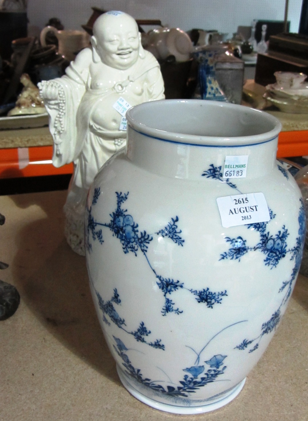 Appraisal: An Oriental blue and white vase and a white glaze