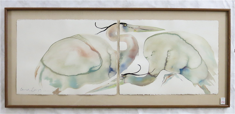 Appraisal: CAROL GRIGG WATERCOLOR ON PAPER Portland Oregon born Herons a