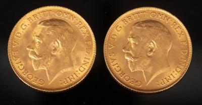 Appraisal: Two George V gold half sovereigns and