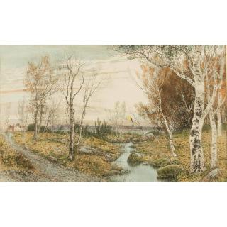 Appraisal: Benjamin Lander Etching Framed landscape colored etching Benjamin Lander -