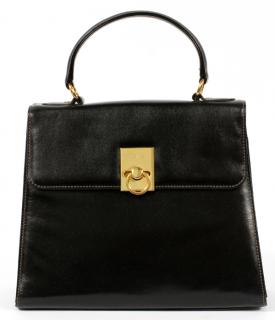 Appraisal: GOLD PFEIL BROWN-BLACK LEATHER BAG W Black leather bag with