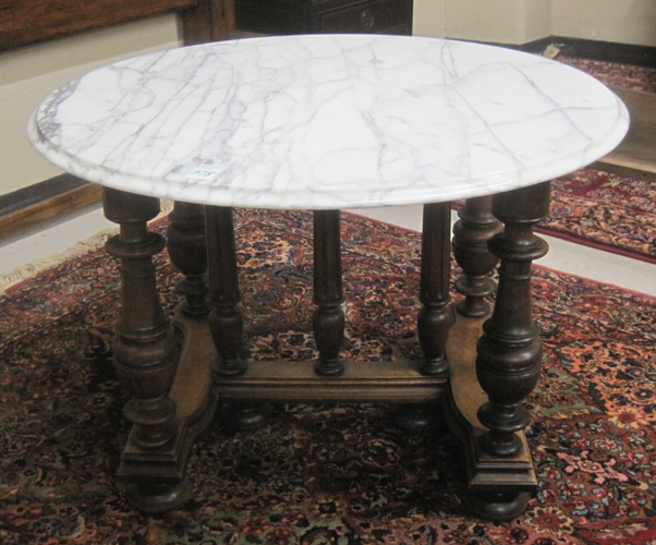 Appraisal: A ROUND MARBLE-TOP COCKTAIL TABLE th century the round white