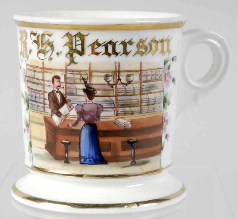 Appraisal: Fabric Store Shaving Mug Description Gilt name R H Pearson