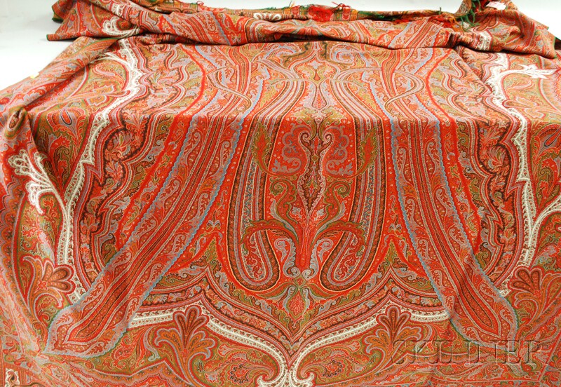 Appraisal: French Machine-woven Wool Paisley Shawl