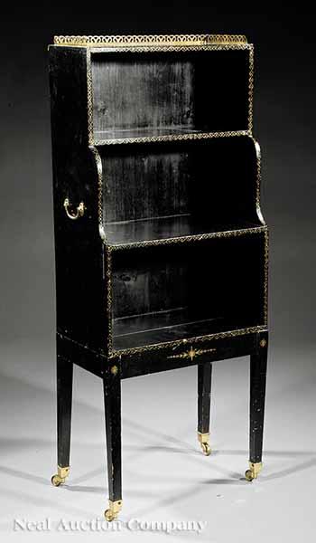 Appraisal: A Regency Black Lacquered and Gilt-Decorated tag re th c