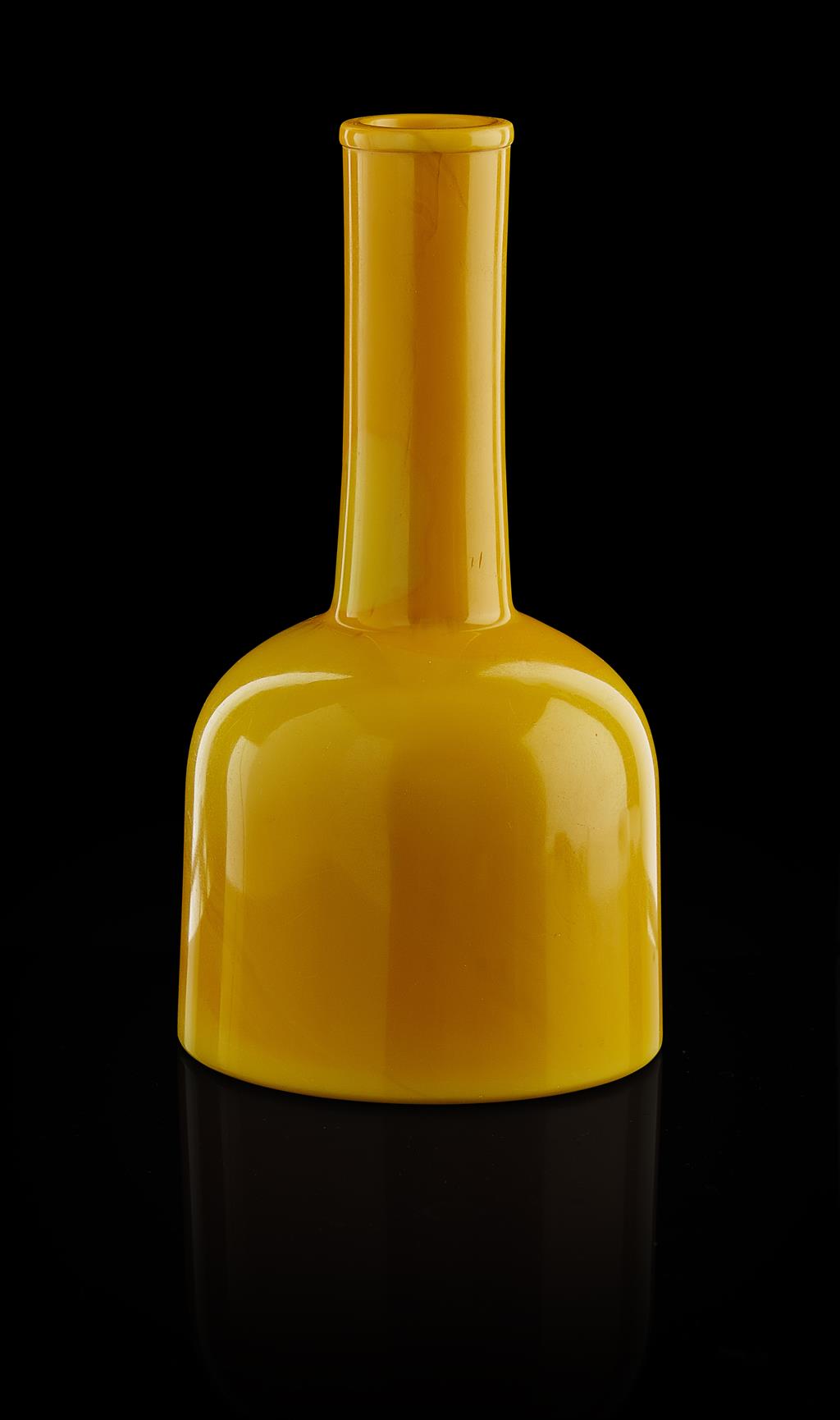 Appraisal: IMPERIAL OPAQUE YELLOW GLASS MALLET-SHAPED VASE QIANLONG FOUR-CHARACTER MARK AND