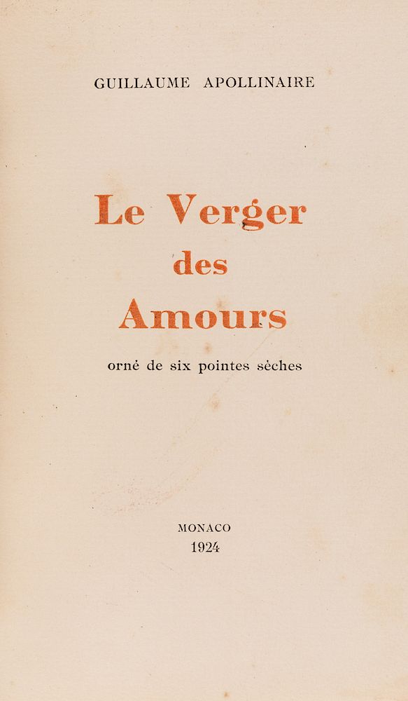 Appraisal: APPOLINAIRE RARE EDITION OF LE VERGER DES AMOURS WITH HELIOGRAVURES