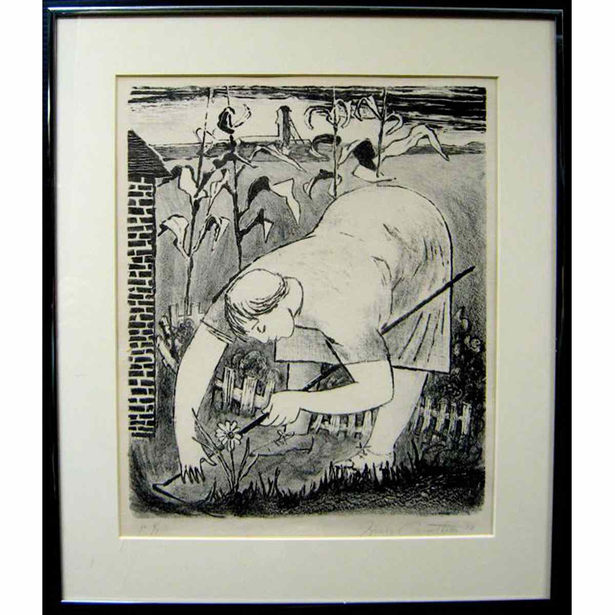 Appraisal: HENRY ORENSTEIN CANADIAN - WEEDING THE GARDEN LITHOGRAPH NUMBERED ST