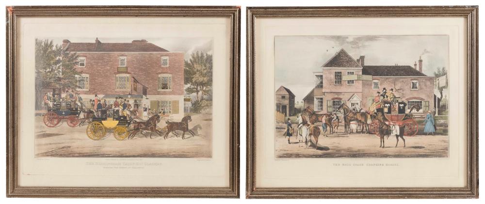 Appraisal: TWO ENGLISH COACHING ENGRAVINGS TH CENTURY BOTH X SIGHT FRAMED