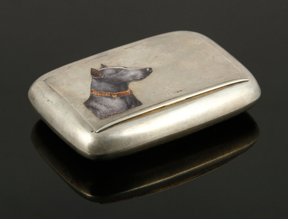 Appraisal: - Silver Enameled Cigarette Box Cigarette box enameled silver with