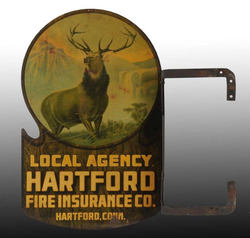 Appraisal: Tin Hartford Insurance -Sided Die Cut Sign Description Circa Heavy