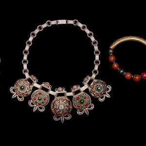 Appraisal: Three Chinese Jewelry Articles EARLY TH CENTURY comprising two bracelets