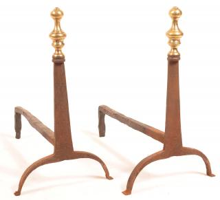 Appraisal: Pair of th Century Iron Andirons Pair of th Century