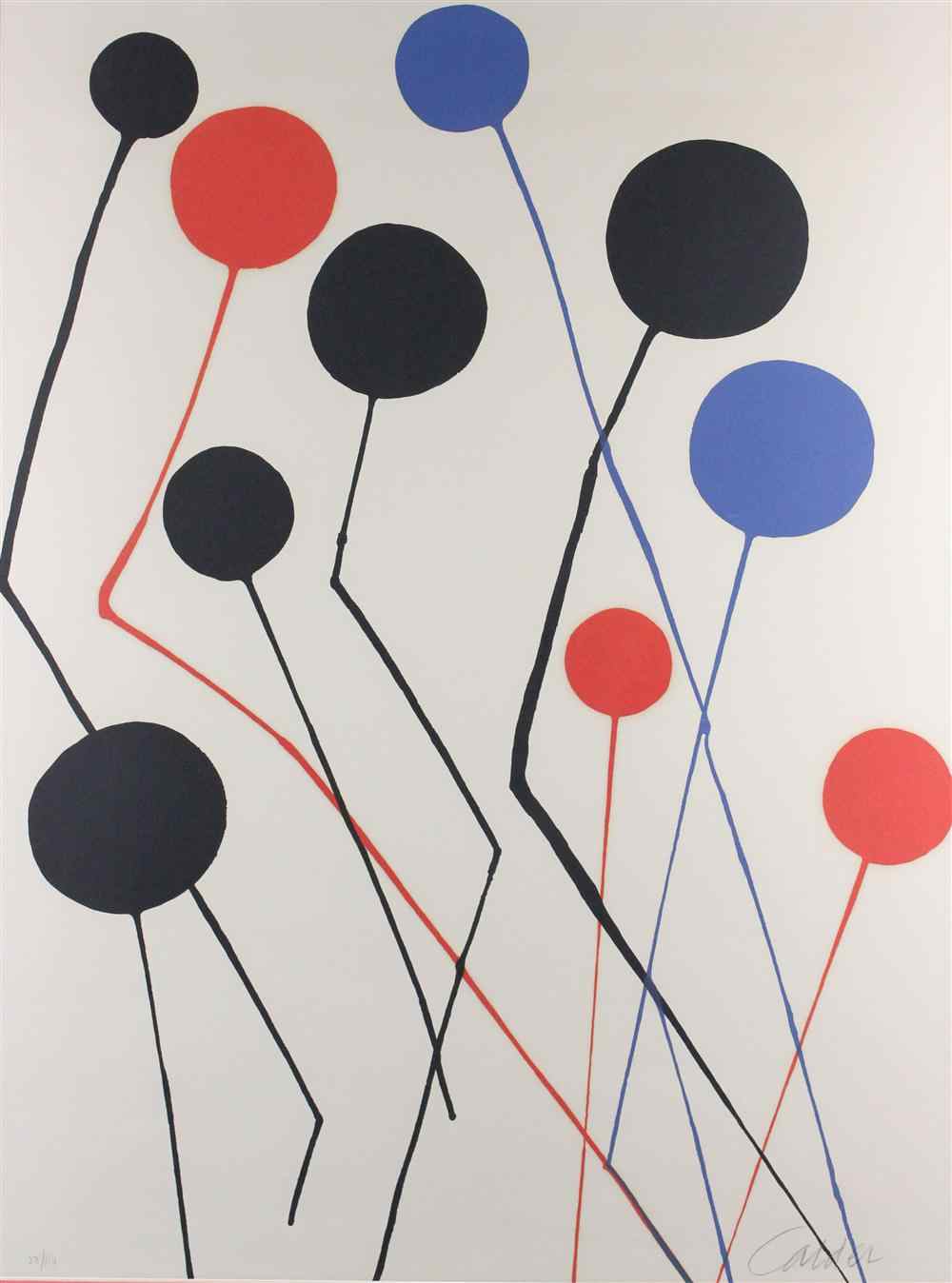 Appraisal: ALEXANDER CALDER AMERICAN - BALLOONS Lithograph x in sight Framed