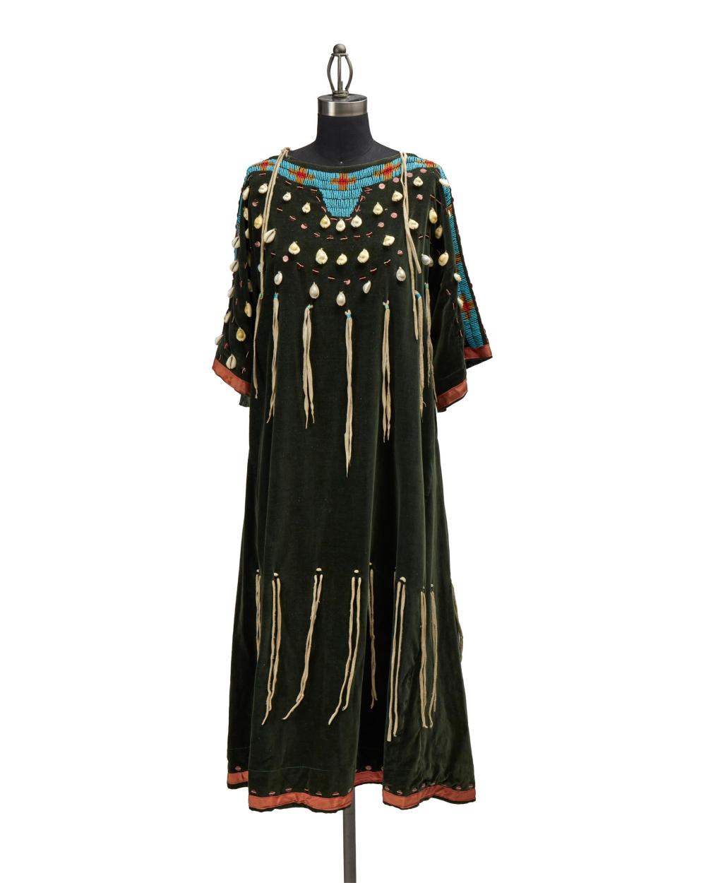 Appraisal: An American Indian velvet dress First-quarter th Century The green