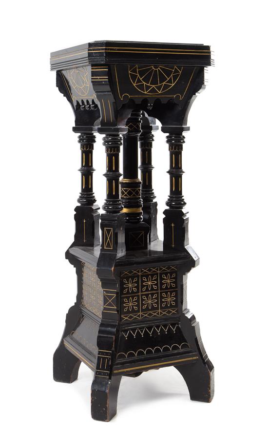 Appraisal: Sale Lot A Renaissance Revival Ebonized and Parcel Gilt Pedestal