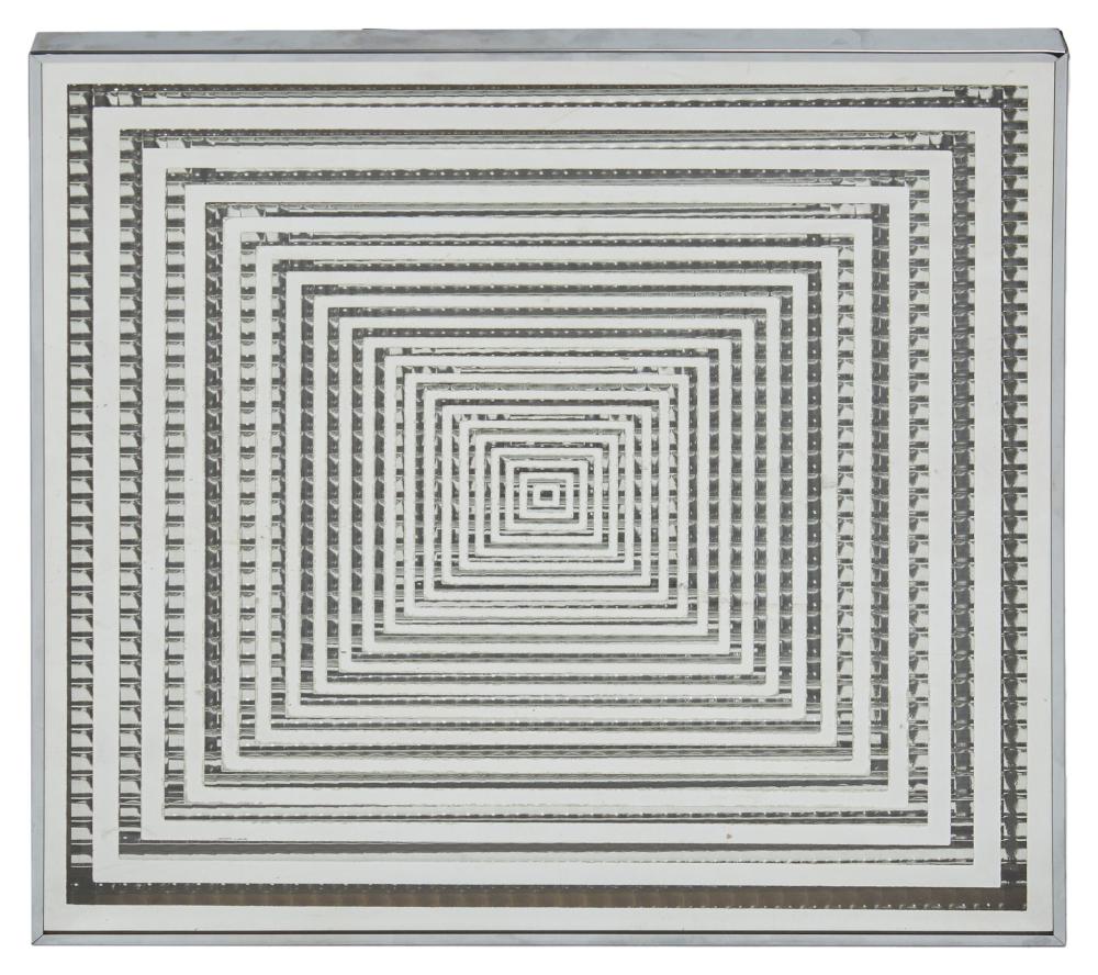 Appraisal: An Op-art-style wall mirror Circa With descending mirrored squares in