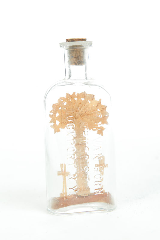 Appraisal: BOTTLE WHIMSEY American late th-early th century glass and wood