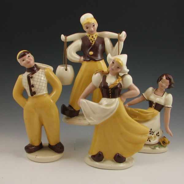 Appraisal: Four Heidi Schoop pottery figures from California All signed Heidi