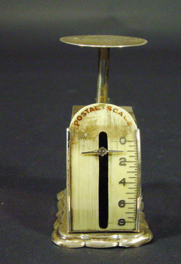 Appraisal: Set of silver postal scales with bone dial and engraved