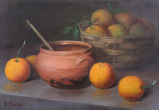 Appraisal: LUP RCIO FERRAZ Brazilian th century STILL LIFE WITH ORANGES