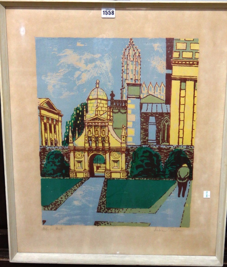 Appraisal: Julian Trevelyan - Gurgaon Kings College Quad Cambridge colour lithograph