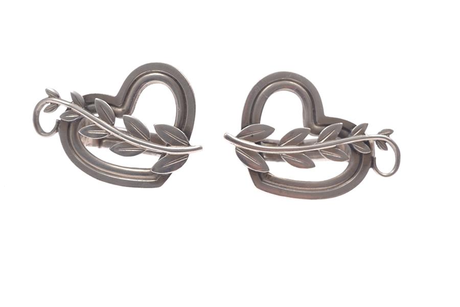 Appraisal: A PAIR OF HEART EARRINGS BY GEORG JENSEN A PAIR