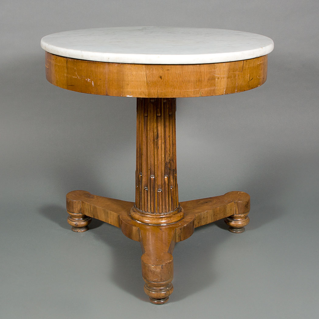 Appraisal: Empire Style Walnut Diminutive Center Table th Century The later