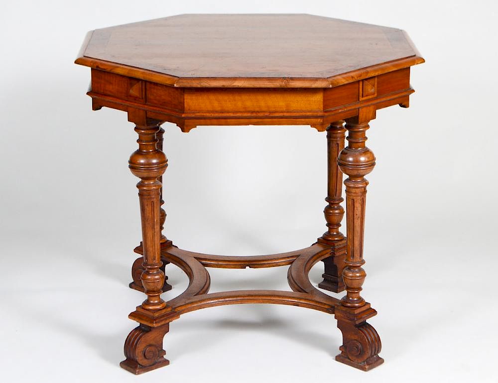 Appraisal: ENGLISH INLAID WALNUT OCTAGONAL CENTER TABLE English th Century The