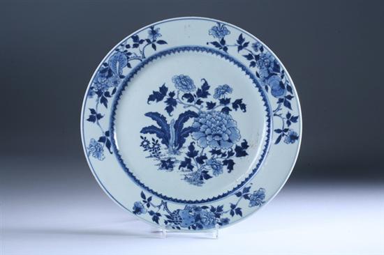 Appraisal: CHINESE BLUE AND WHITE PORCELAIN CHARGER Qianlong period Floral decoration