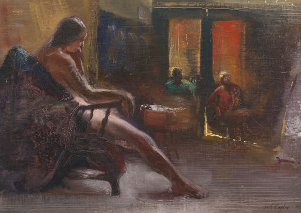 Appraisal: JOEL COPLIN AMERICAN B x Untitled Painting of Seated Nude