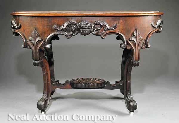 Appraisal: An American Rococo Carved Rosewood Center Table mid- th c