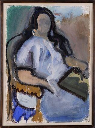 Appraisal: ROBERT DE NIRO SR - SEATED WOMAN Gouache on paper