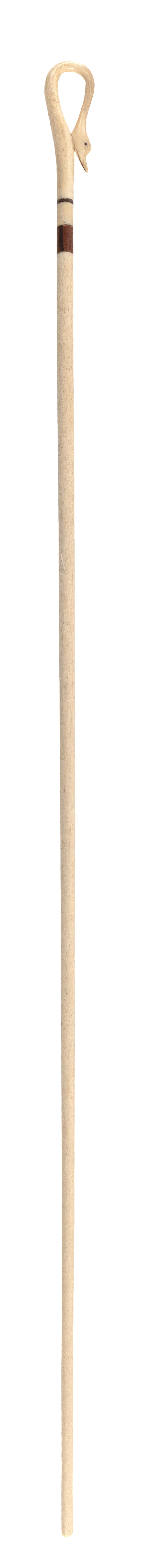 Appraisal: WHALE IVORY AND WHALEBONE POINTER WITH SWAN-FORM HANDLE TH CENTURY