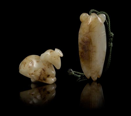 Appraisal: Sale Lot Two Carved Jade Pendants each of a celadon