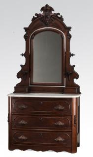 Appraisal: th c mahogany marble top chest with mirror h American