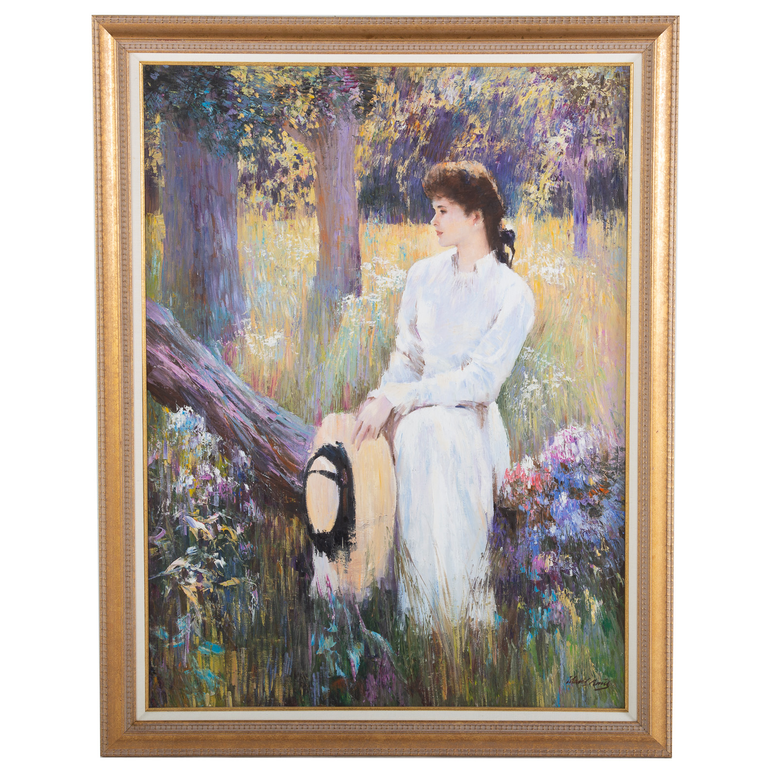 Appraisal: HANS AMIS YOUNG WOMAN IN FIELD OIL ON CANVAS American