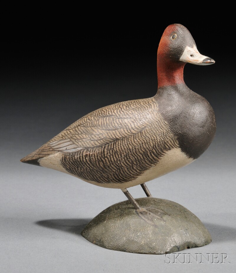 Appraisal: Jess Blackstone Miniature Carved and Painted Red-headed Duck Figure New