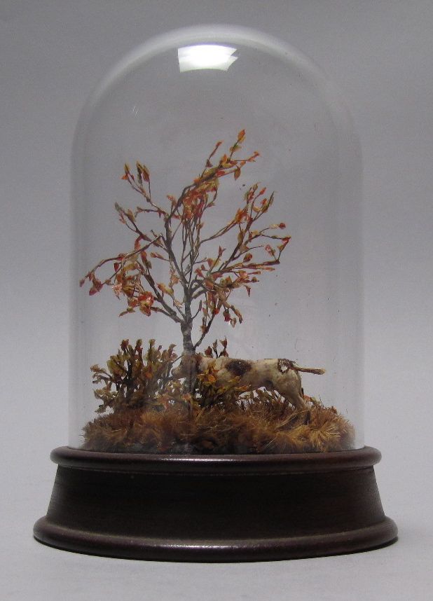 Appraisal: MINIATURE COMPOSITION WITH SETTER AMONG FALL FOLIAGE By George Childs