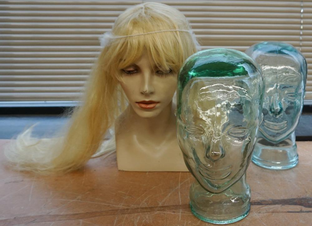 Appraisal: Pair Glass Busts and a Mannequin Head