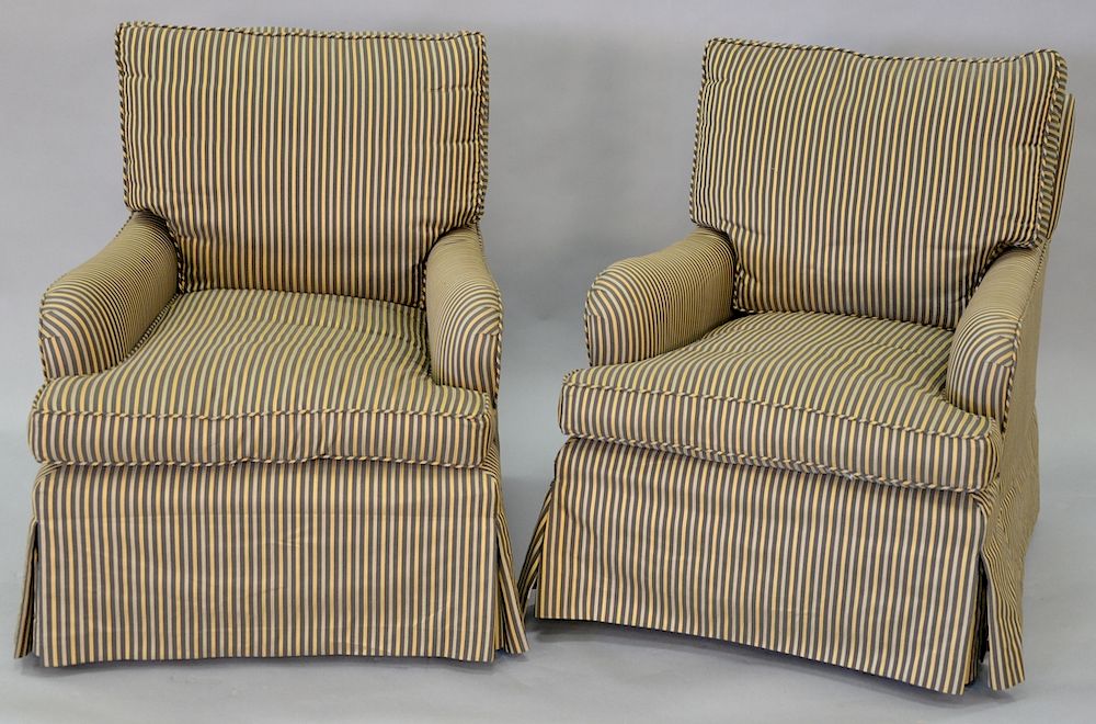 Appraisal: Pair of custom upholstered by Tiger Lilys easy chairs in