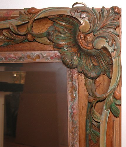 Appraisal: Artist Title Painted and Carved Floral decorated mirror Medium carved